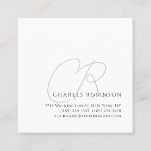 Carte De Visite Carré Monogramme minimaliste moderne personnalisable mod