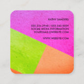 Carte De Visite Carré Monogramme Moderne Blocs de couleurs vives (Dos)