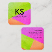 Carte De Visite Carré Monogramme Moderne Blocs de couleurs vives (Devant / Derrière)