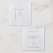 Carte De Visite Carré Monogramme moderne de marbre luxueux d'or de (Devant / Derrière)