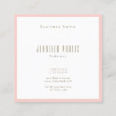 Carte De Visite Carré Monogramme moderne élégant Blush rose or Police Pl (Dos)