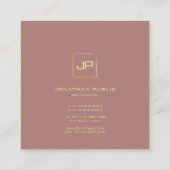 Carte De Visite Carré Monogramme moderne Elegant Or Look Professionnel (Dos)