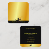 Carte De Visite Carré Monogramme moderne élégant or Modèle look (Devant / Derrière)