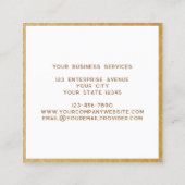 Carte De Visite Carré Monogramme moderne Initiales Nom Or encadré (Dos)