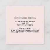 Carte De Visite Carré Monogramme moderne Initiales Nom Rose pâle (Dos)