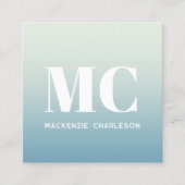 Carte De Visite Carré Monogramme moderne Initiales Nom Turquoise Vert Dé (Devant)