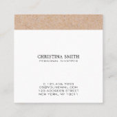 Carte De Visite Carré Monogramme moderne Kraft Imprimé blanc pur (Dos)