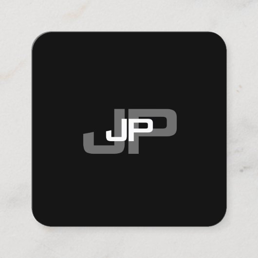 Carte De Visite Carré Monogramme moderne noir blanc Modèle simple (Devant)