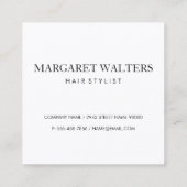 Carte De Visite Carré Monogramme moderne noir blanc rayures (Dos)