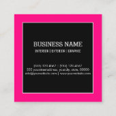 Carte De Visite Carré Monogramme moderne noir brillant rose (Dos)