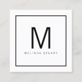 Carte De Visite Carré Monogramme moderne noir et blanc (Devant)