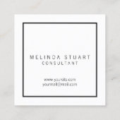 Carte De Visite Carré Monogramme moderne noir et blanc (Dos)