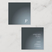 Carte De Visite Carré Monogramme Moderne Plaine Design tendance Luxe Elé (Devant / Derrière)