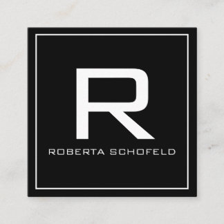 Carte De Visite Carré Monogramme Moderne Professionnel Chic Noir