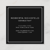 Carte De Visite Carré Monogramme Moderne Professionnel Chic Noir (Dos)