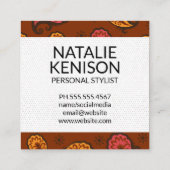 Carte De Visite Carré Monogramme | Motif Paisley (Dos)