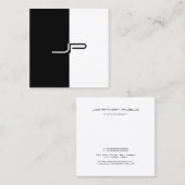 Carte De Visite Carré Monogramme noir blanc tendance initial élégant mod (Devant / Derrière)