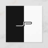 Carte De Visite Carré Monogramme noir blanc tendance initial élégant mod (Devant)