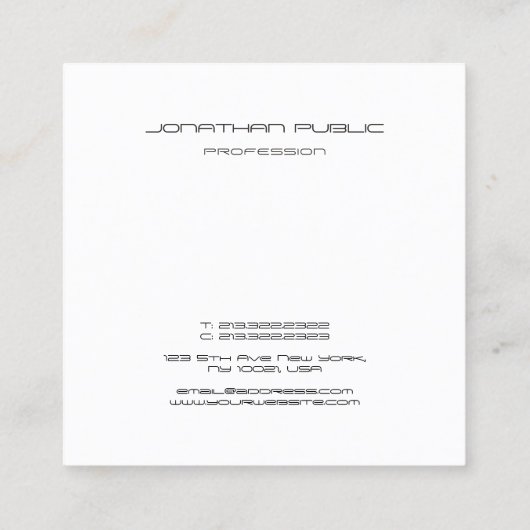 Carte De Visite Carré Monogramme noir blanc tendance initial élégant mod (Dos)