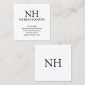 Carte De Visite Carré Monogramme noir et blanc simple Moderne (Devant / Derrière)