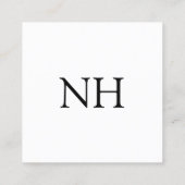 Carte De Visite Carré Monogramme noir et blanc simple Moderne (Dos)