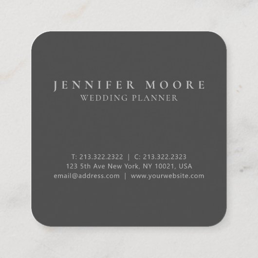 Carte De Visite Carré Monogramme noir gris professionnel (Dos)