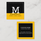 Carte De Visite Carré Monogramme noir orange moderne professionnel (Devant / Derrière)