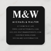 Carte De Visite Carré Monogramme or brossé et marbre (Dos)