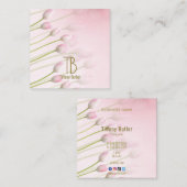 Carte De Visite Carré Monogramme Or Chic Moderne Luxe (Devant / Derrière)