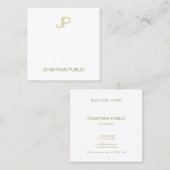 Carte De Visite Carré Monogramme or classique moderne Simple Cool Plain  (Devant / Derrière)