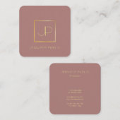 Carte De Visite Carré Monogramme Or Modèle Luxe Premium Finition soie (Devant / Derrière)