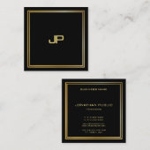 Carte De Visite Carré Monogramme Or Moderne Luxueux Élégant Modèle (Devant / Derrière)