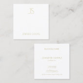 Carte De Visite Carré Monogramme Or Moderne Simple Sophistiqué simple (Devant / Derrière)