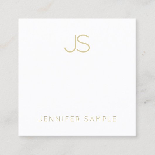 Carte De Visite Carré Monogramme Or Moderne Sleek Plaque tendance (Devant)