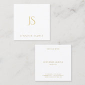 Carte De Visite Carré Monogramme Or Professionnel Élégant Moderne Simple (Devant / Derrière)