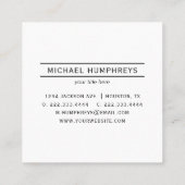 Carte De Visite Carré Monogramme personnalisé | Black (Dos)