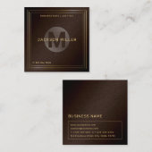 Carte De Visite Carré Monogramme personnalisé Brown moderne (Devant / Derrière)