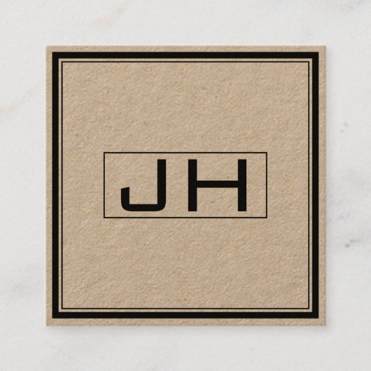 Carte De Visite Carré Monogramme Professionnel Chic (Devant)