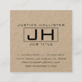 Carte De Visite Carré Monogramme professionnel classique (Dos)