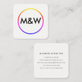 Carte De Visite Carré Monogramme professionnel élégant (arc-en-ciel) (Devant / Derrière)