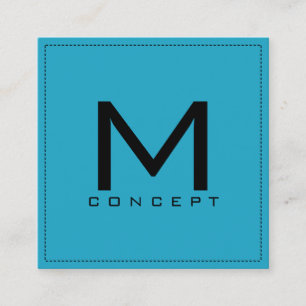 Carte De Visite Carré Monogramme Professionnel Élégant Bal Moderne Bleu
