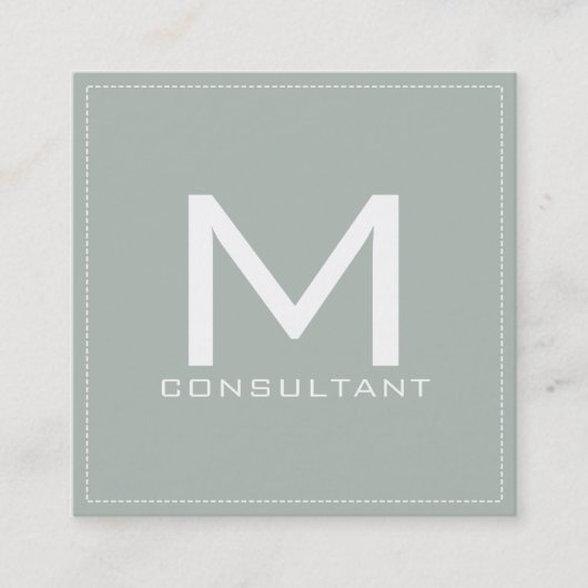 Carte De Visite Carré Monogramme professionnel Élégant gris cendré moder (Devant)