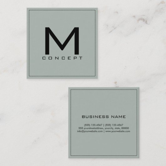 Carte De Visite Carré Monogramme Professionnel Élégant Moderne Cendres G (Devant / Derrière)