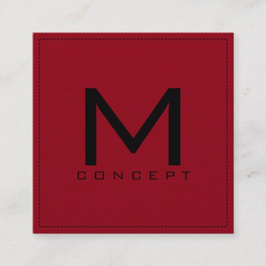 Carte De Visite Carré Monogramme professionnel élégant moderne rouge fon (Devant)