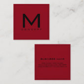 Carte De Visite Carré Monogramme professionnel élégant moderne rouge fon (Devant / Derrière)