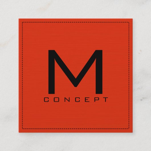 Carte De Visite Carré Monogramme Professionnel Élégant Moderne Rouge Ora (Devant)