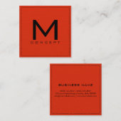 Carte De Visite Carré Monogramme Professionnel Élégant Moderne Rouge Ora (Devant / Derrière)