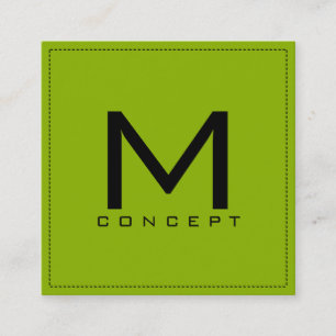 Carte De Visite Carré Monogramme Professionnel Élégant Moderne Vert Pomm