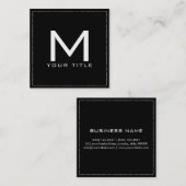 Carte De Visite Carré Monogramme Professionnel Élégant Noir Moderne (Devant / Derrière)