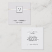 Carte De Visite Carré Monogramme professionnel Gris moderne (Devant / Derrière)